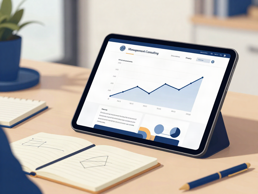 Art-directed business review workspace with trend charts
