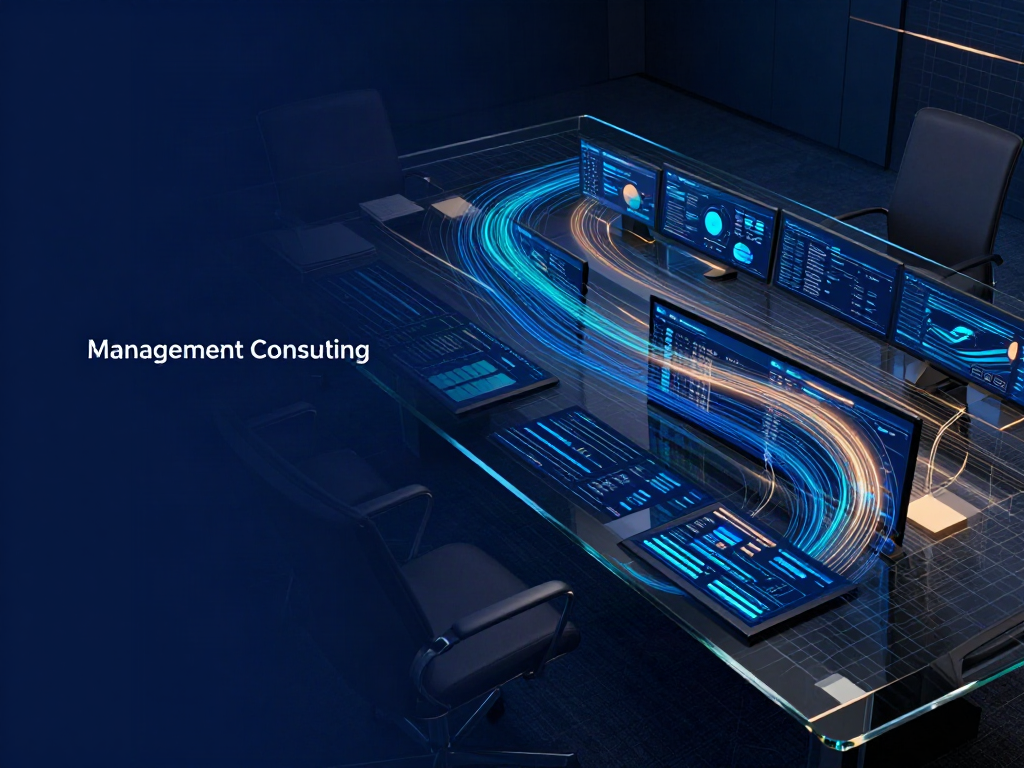 Abstract strategic analytics dashboard with connected data lines